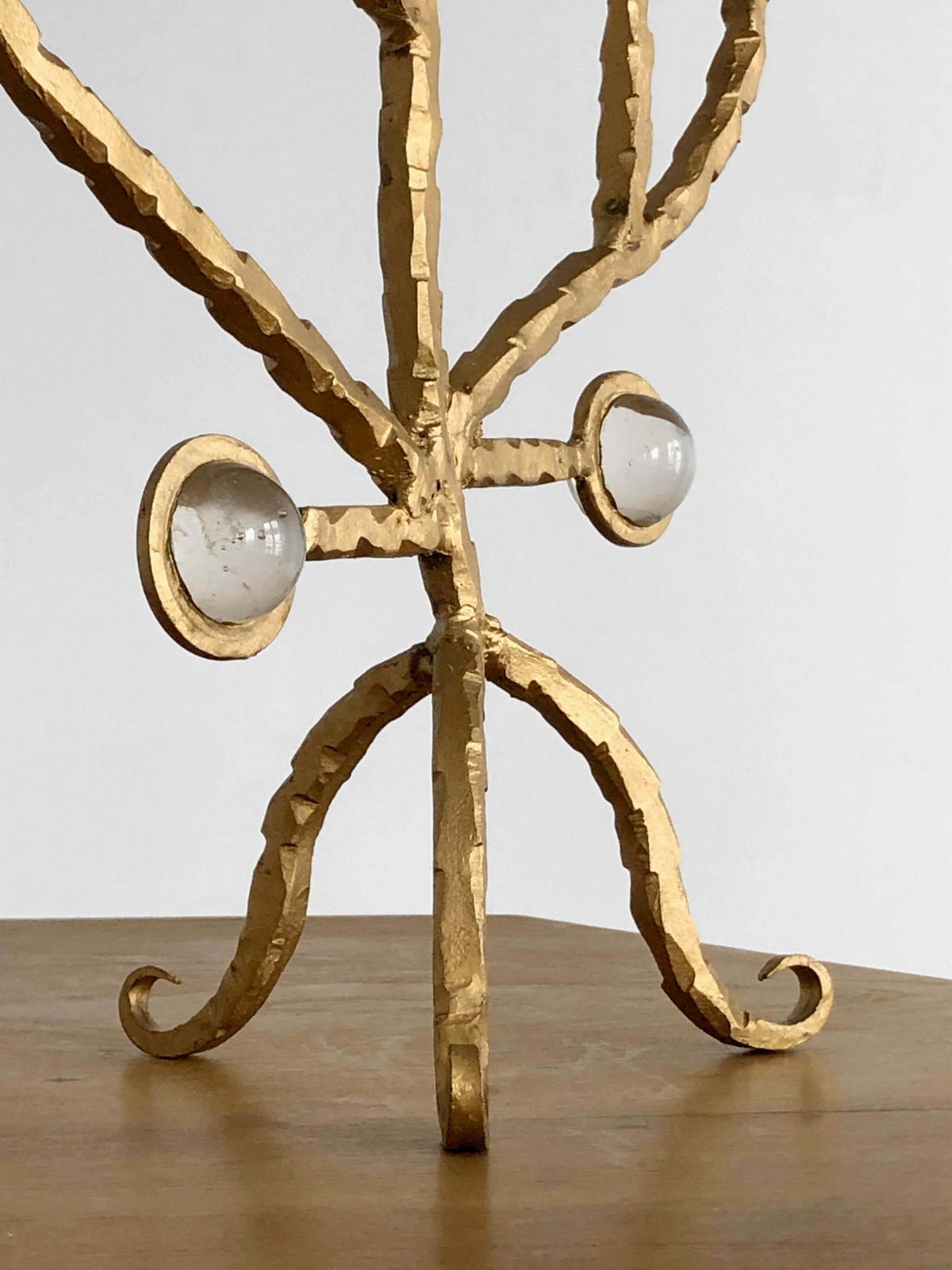 Brutalist Golden Shabby Chic Candelabra Candlestick In Wrought Iron, France 2001 photo Home Decor