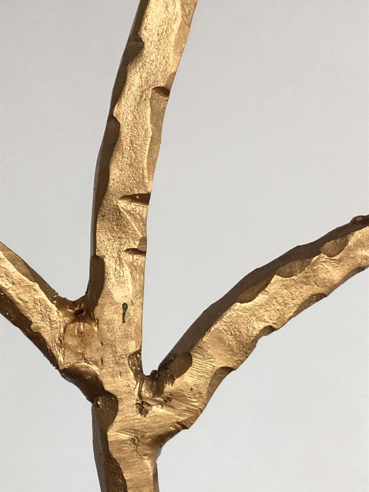 Brutalist Golden Shabby Chic Candelabra Candlestick In Wrought Iron, France 2001 photo vinterior