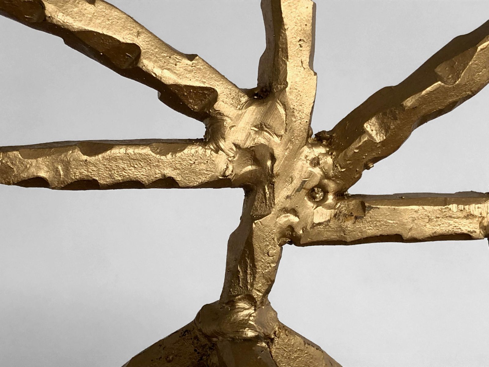 1596.0 Brutalist Golden Shabby Chic Candelabra Candlestick In Wrought Iron, France 2001 photo