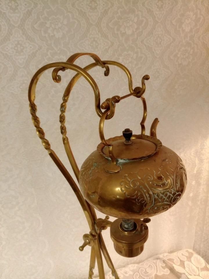 Antique Brass Spirit Kettle On Stand photo 225.0