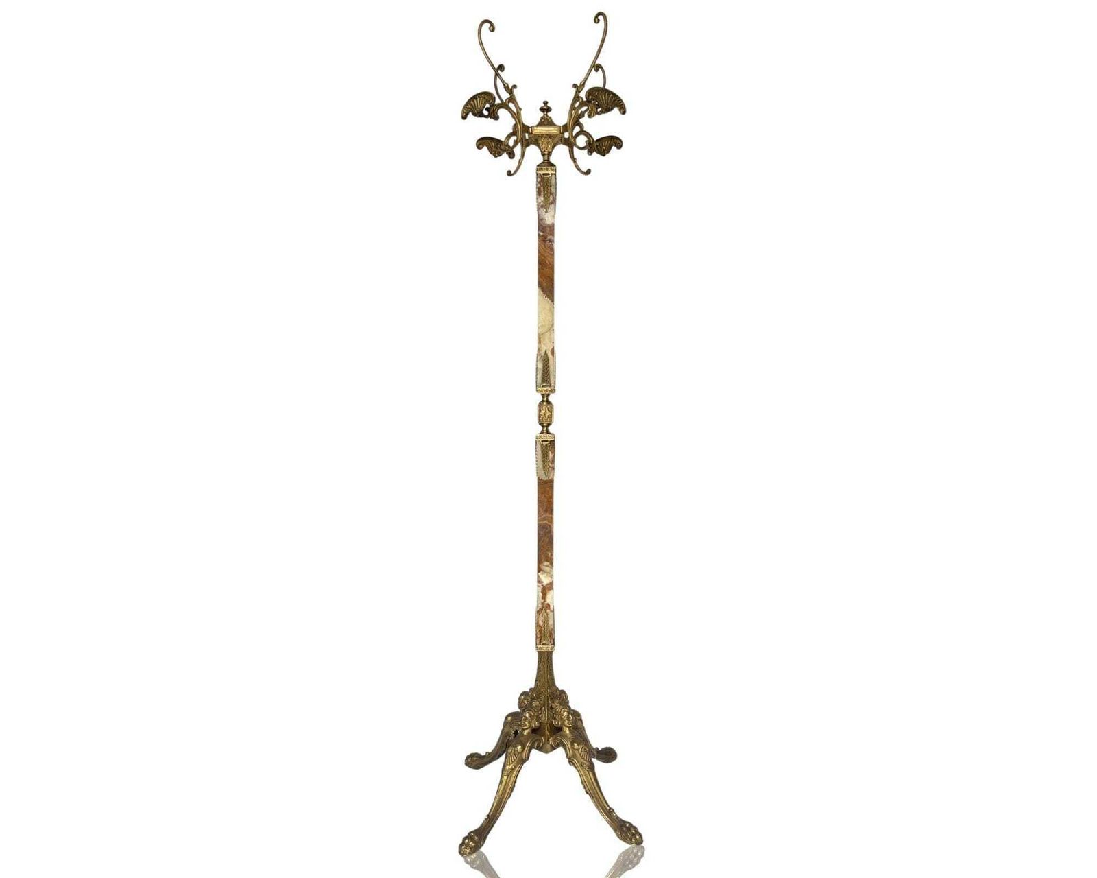 Antieke Kapstok | Versierd Messing & Marmer