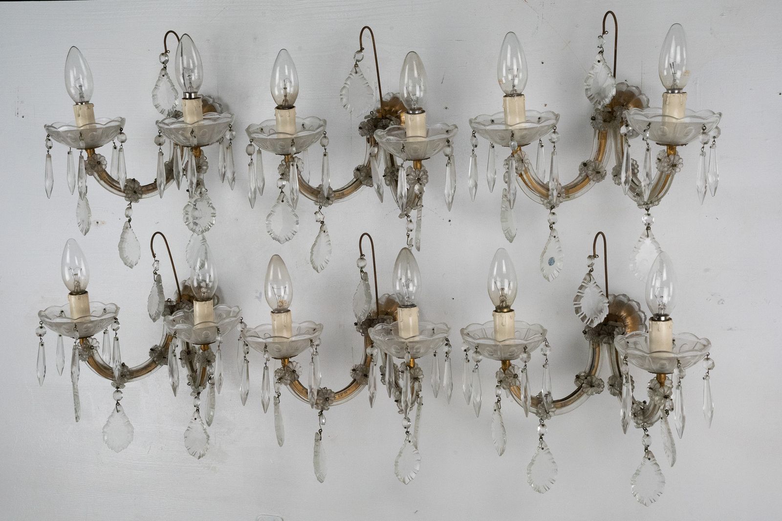 Set Of Six Maria Teresa Sconces. Italy 1940s photo for sale