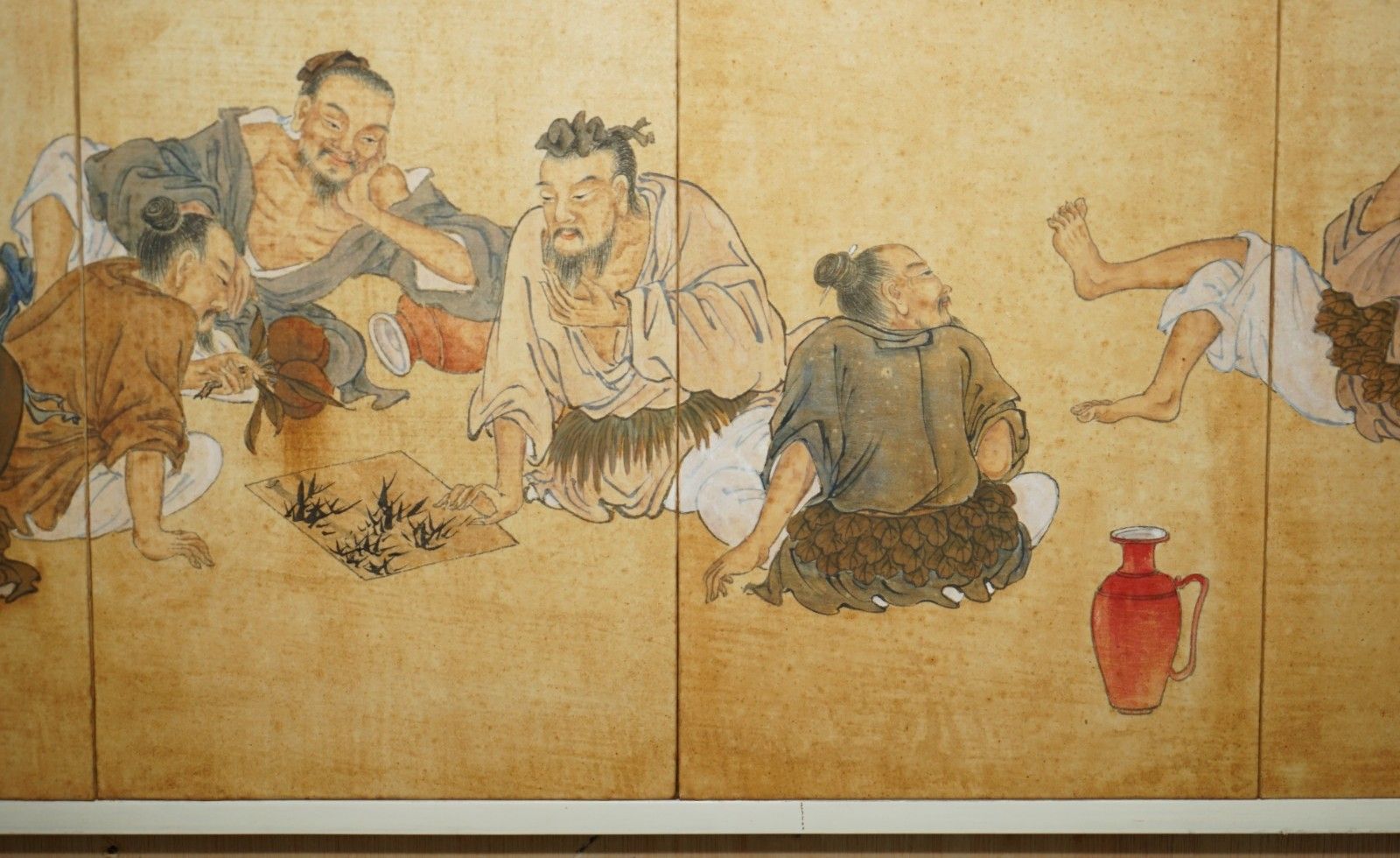 photo vintage Fine Pair Of Extra Large Boisterous Exploits Of The Drunken Immortals Paintings