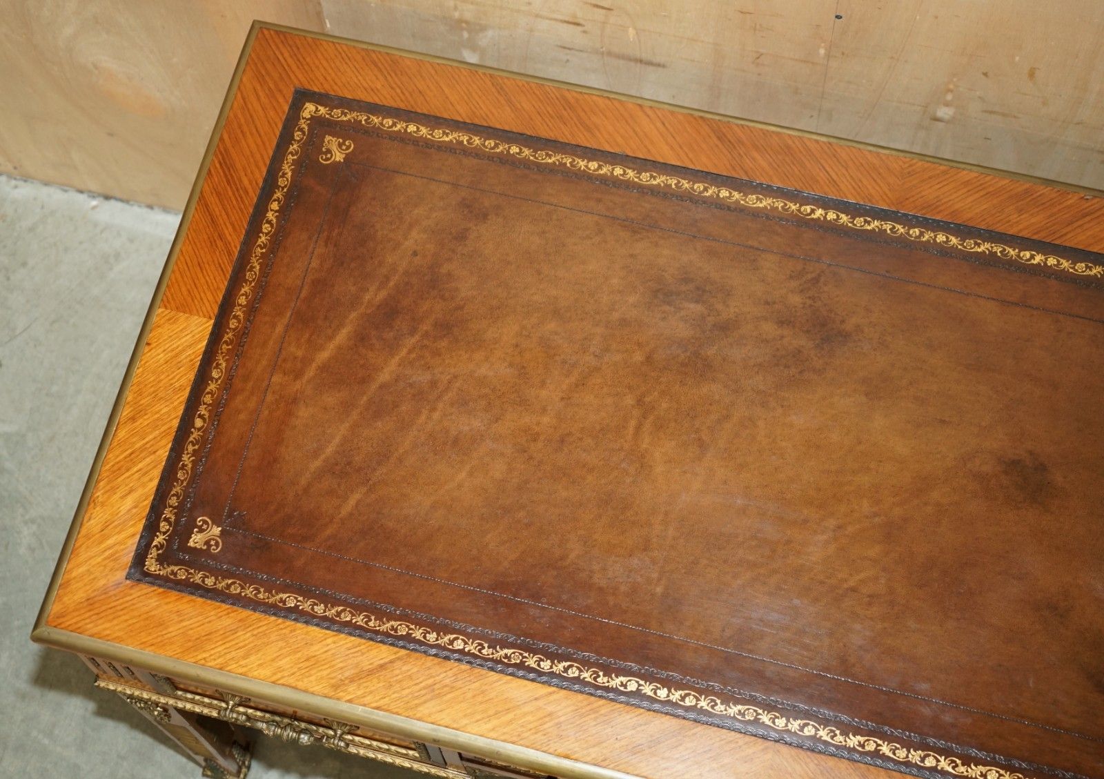 photo buy Restored Antique Late 19th Century Louis XVI Ormolu Mounted Bureau Plat Desk