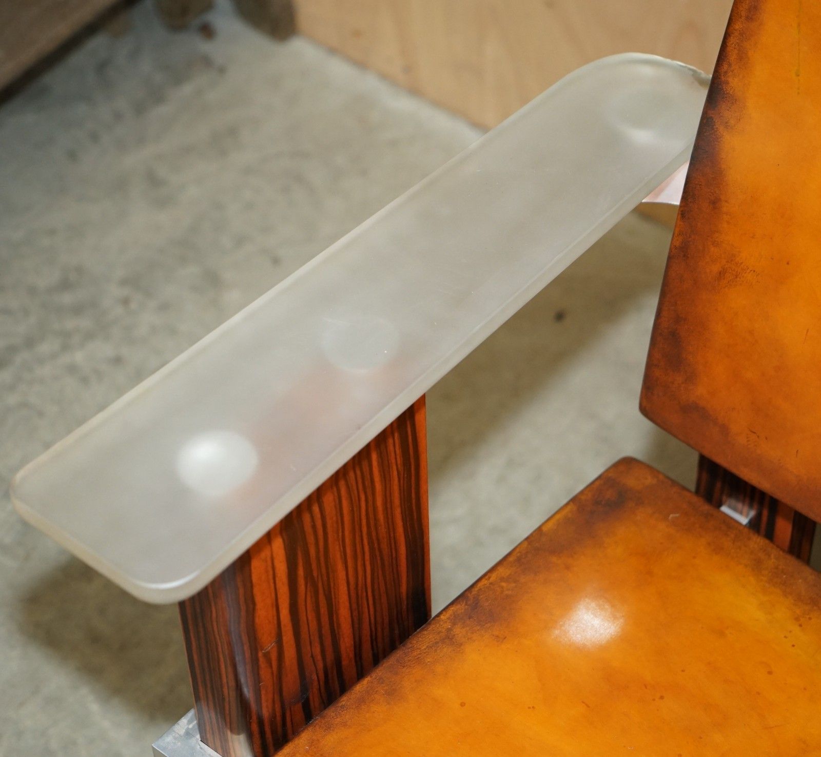 Pair Of Piece Unique 1970's French Modernist Asymmetrical Zebrano Wood Armchairs photo vintage
