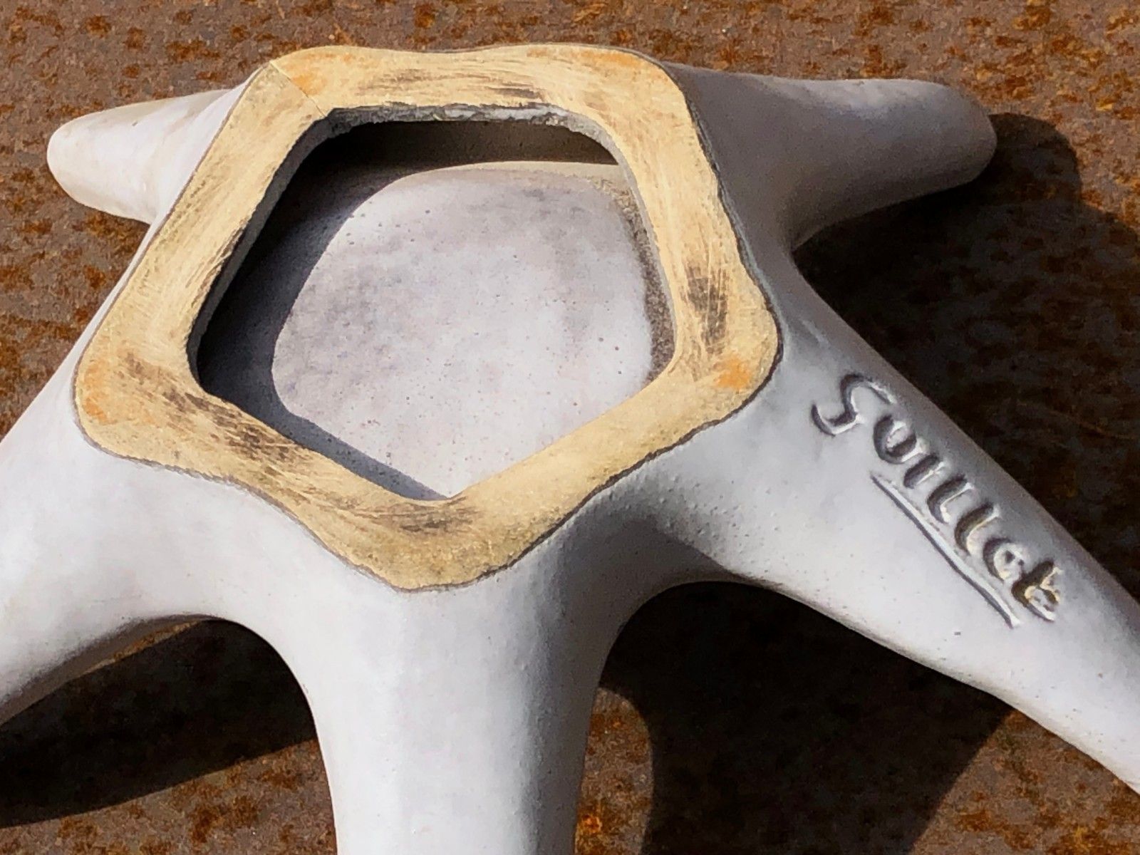 photo for sale 1950 Guillot Vallauris Pocket Empty Ceramic Ashtray Modernist Free Form