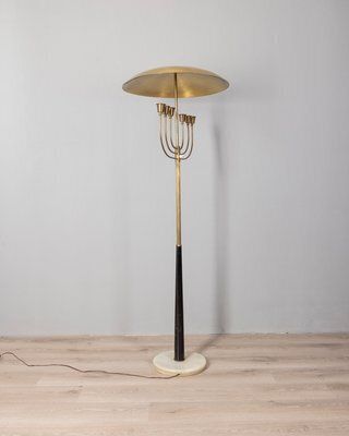 Vintage Italian Floor Lamp In Onyx And Golden Brass, 1950s photo furniture