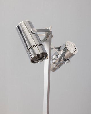 Vintage Italian Metal Floor Lamp With Two Lights photo for sale