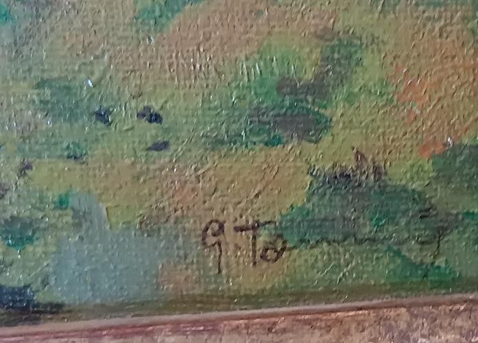 Oil Painting On Canvas Depicting Church Glimpse 20th Century Signed Italian School photo buy