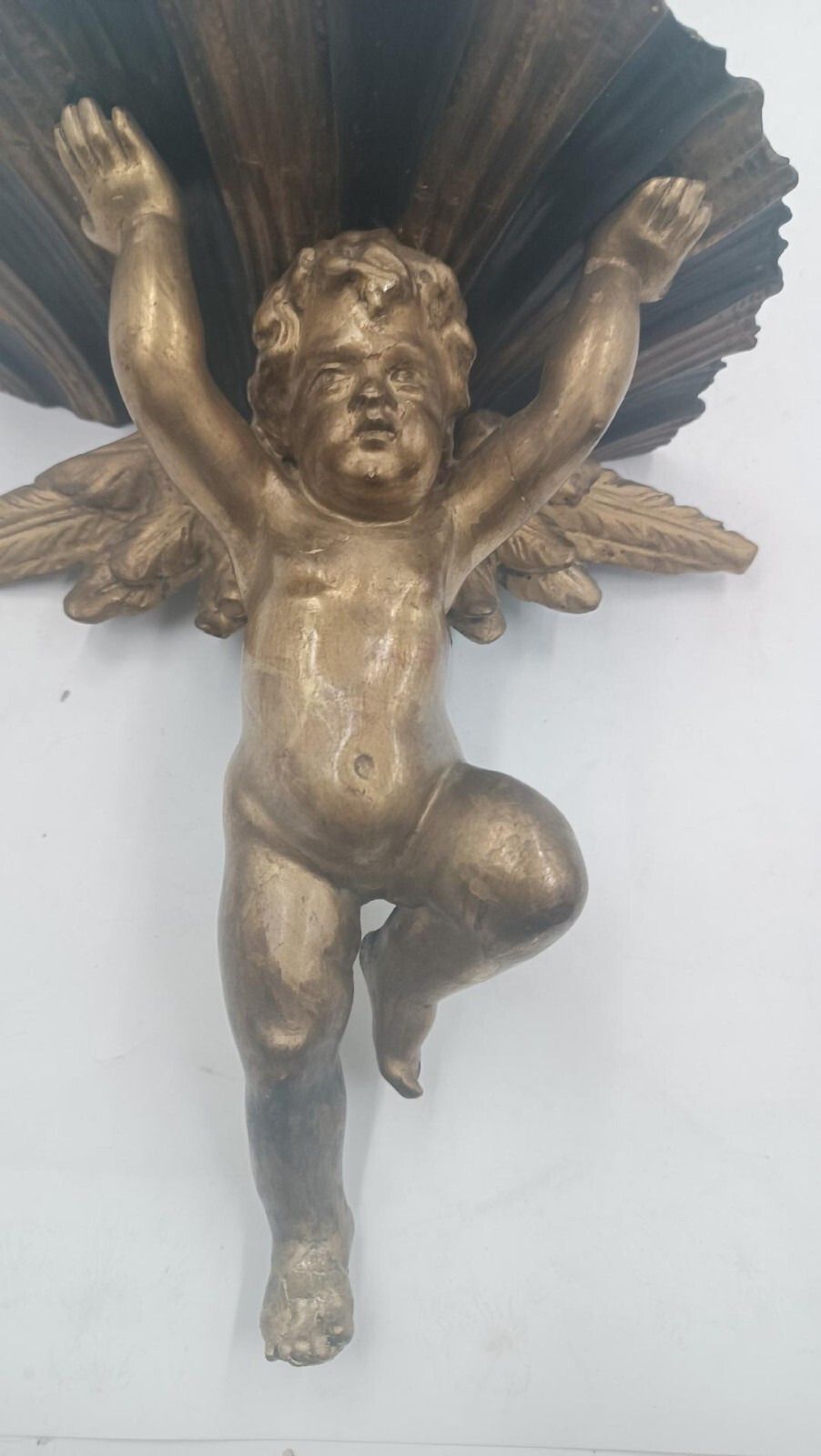 Antique Angel Shelf In Gilded Wood Late 700s, Italian Manufacture photo furniture