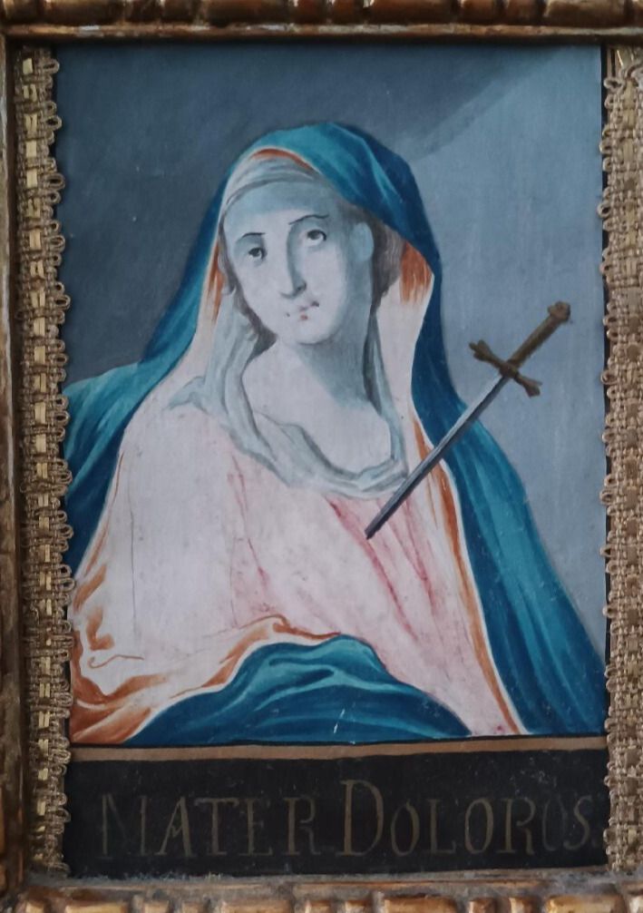 Antique Watercolor Painting Frame Antique Mater Painful Italy 18th Century photo 307.0