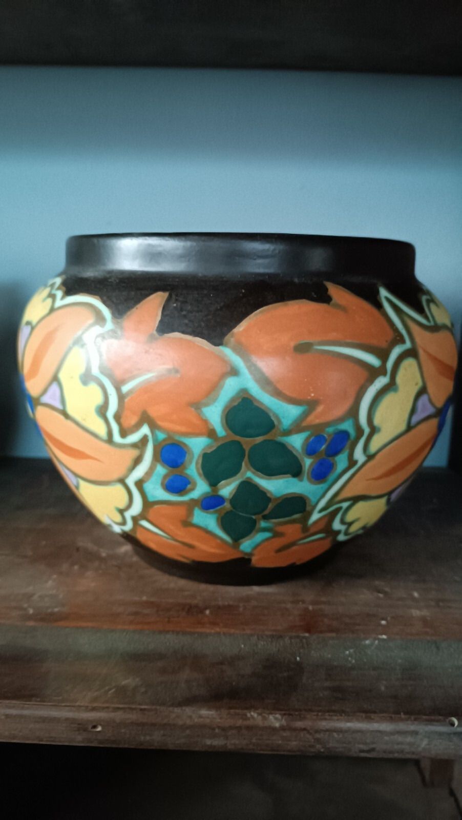Ceramic Cashpot Vase Montoise Bergen,, Belgium, Art Deco 1920 1930