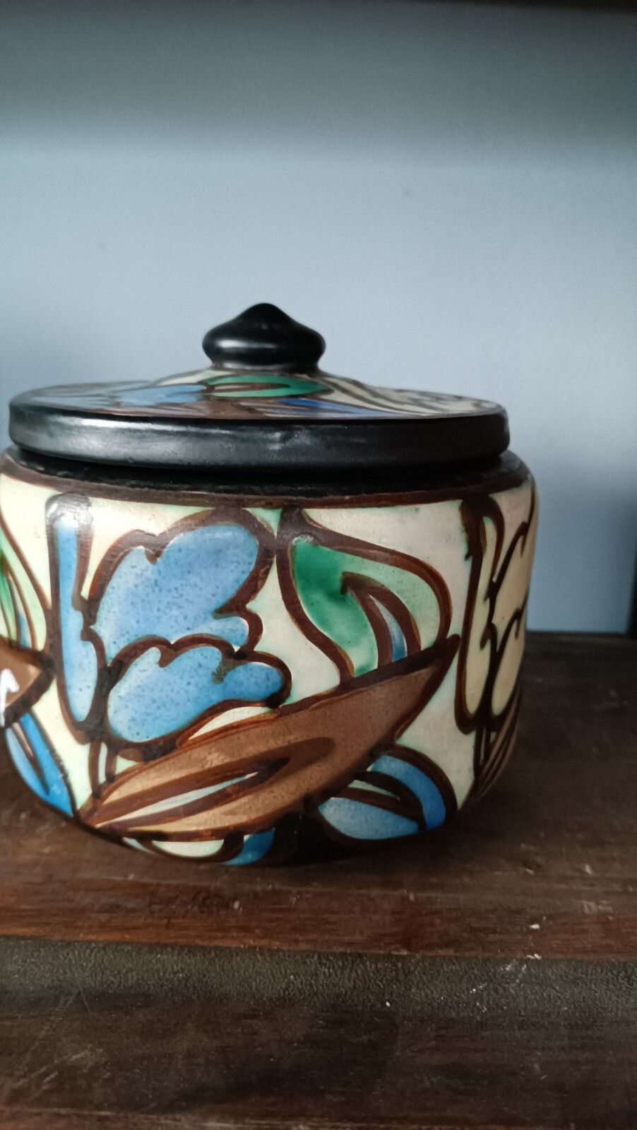 Ceramic Vase With Cap +Montoise Bergen,, Belgium, Art Deco 1920 1930 photo 110.0