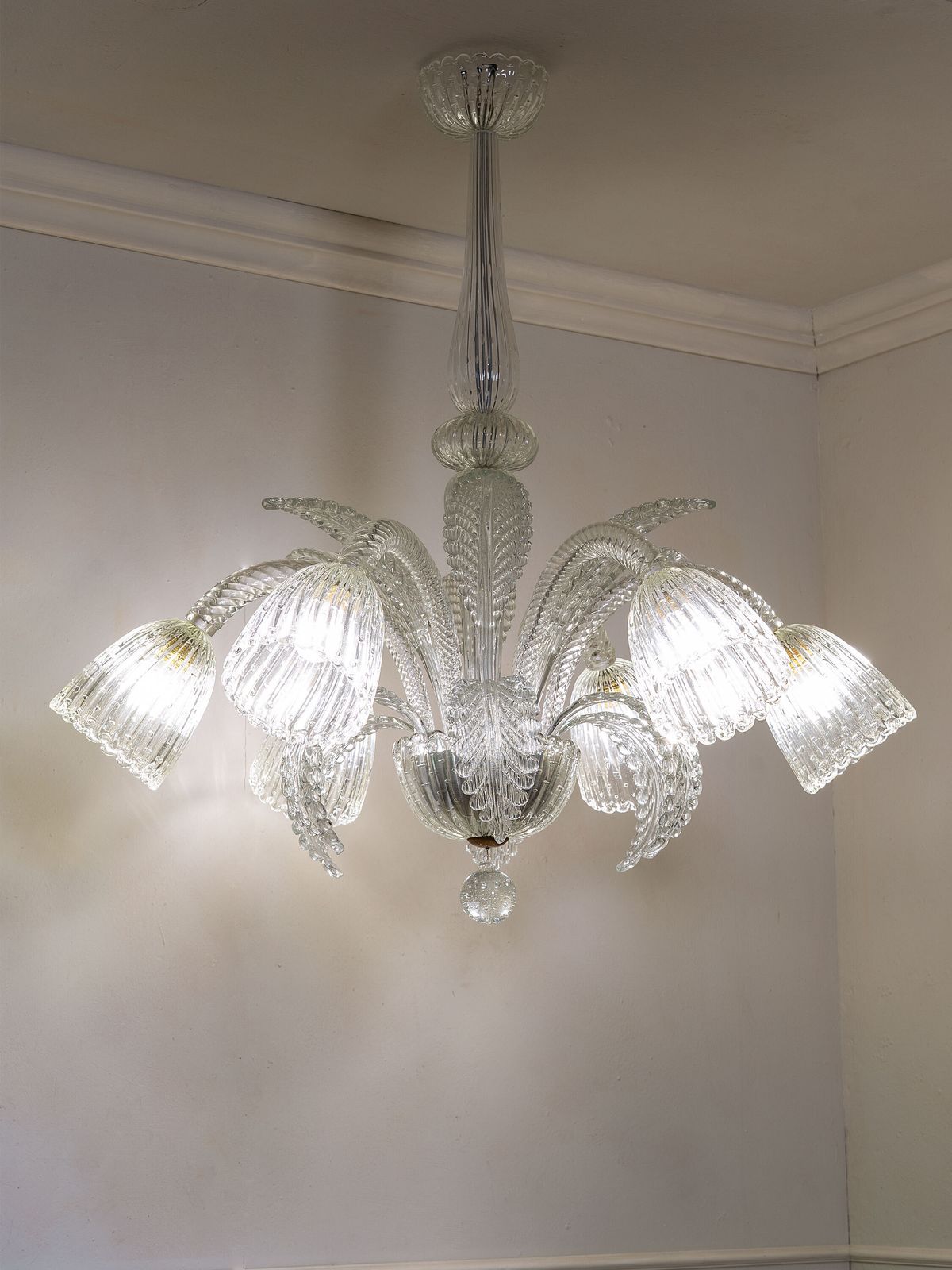 Large Art Deco Barovier & Toso Chandelier In Blown Murano Glass With 6 Lights photo furniture