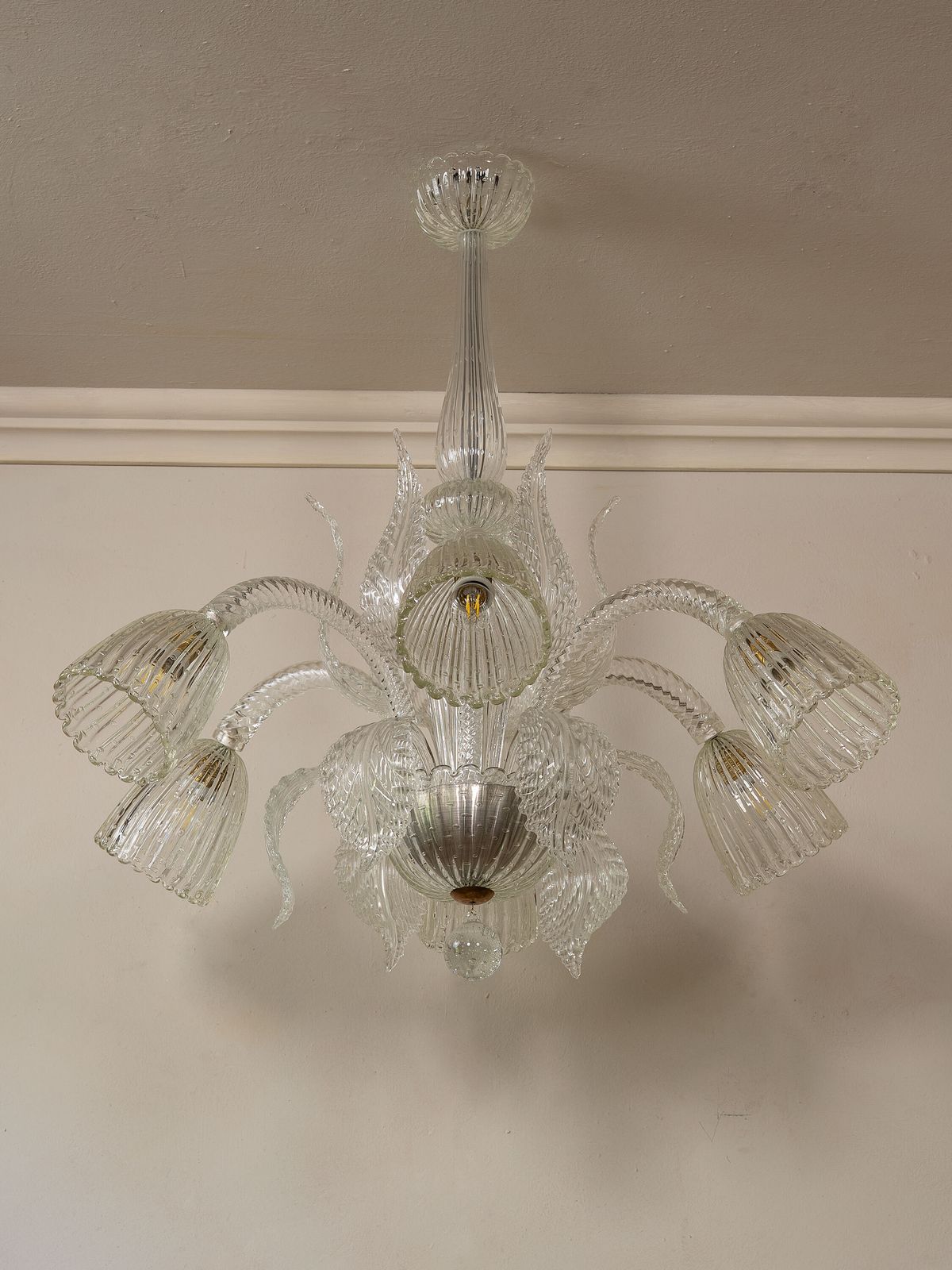 Vintage Barovier & Toso Murano Glass Chandelier With Six Lights photo for sale
