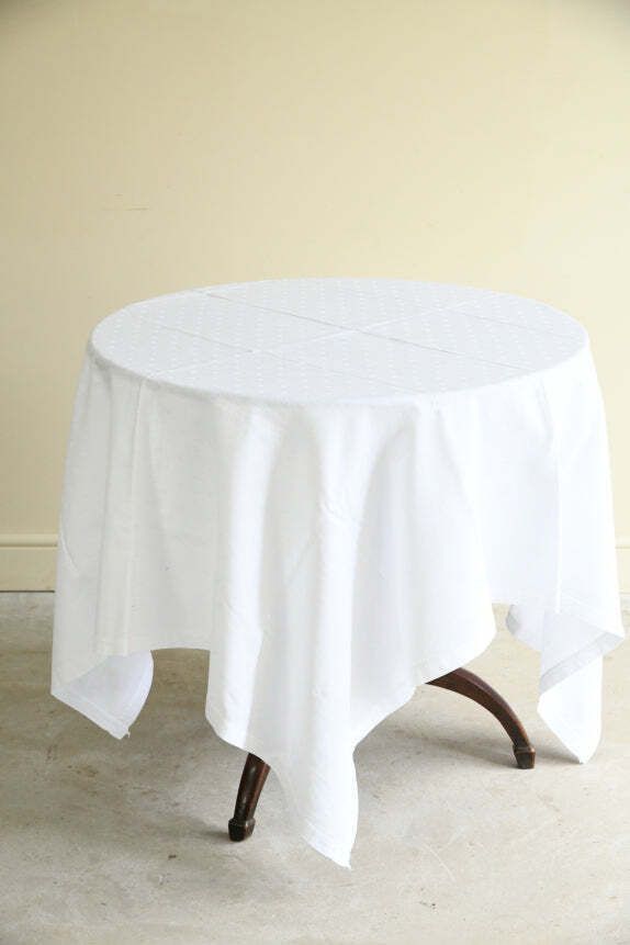 Large White Damask Tablecloth photo for sale