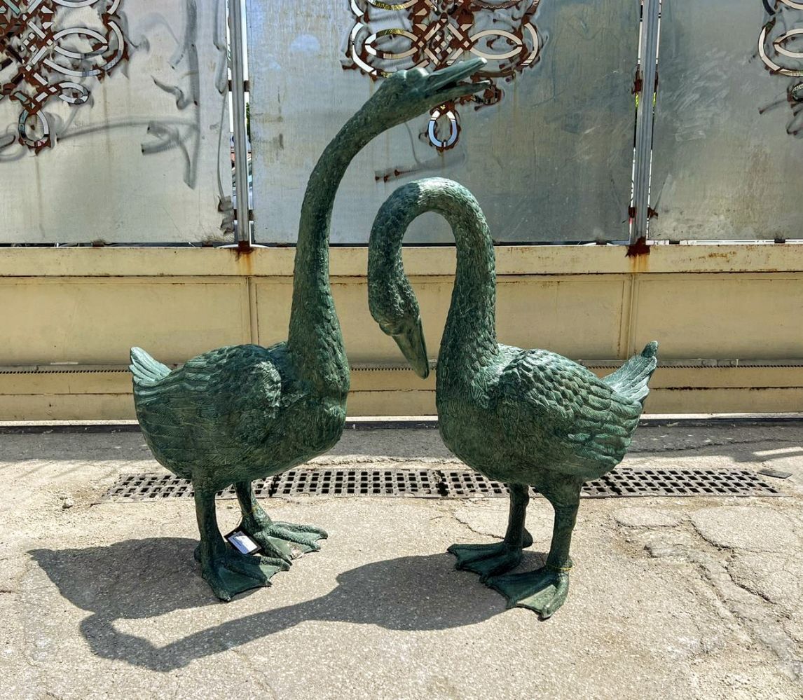 Excellent Quality Bronze Verdigris Geese   Delivery Available 0259.