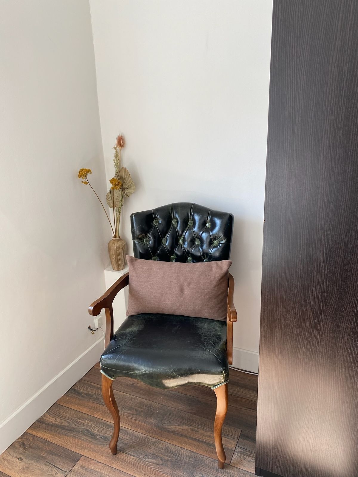 Vintage Leather Chesterfield Style Green Chair photo for sale