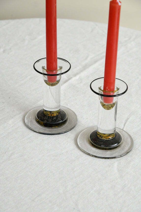Pair Studio Glass Candlesticks photo Home Decor