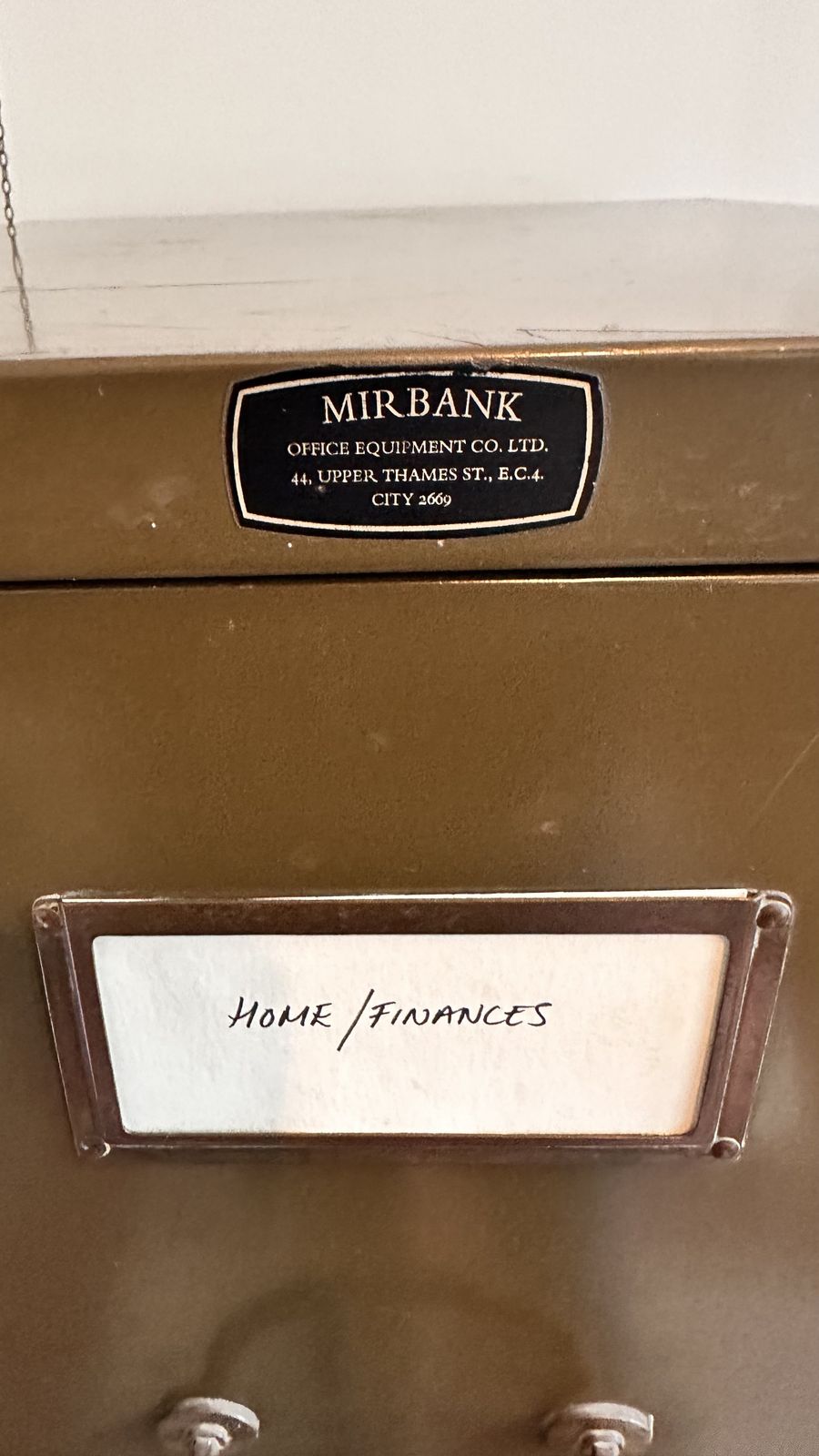 Vintage Brown/Green Metal 4 Drawer Filing Cabinet photo furniture