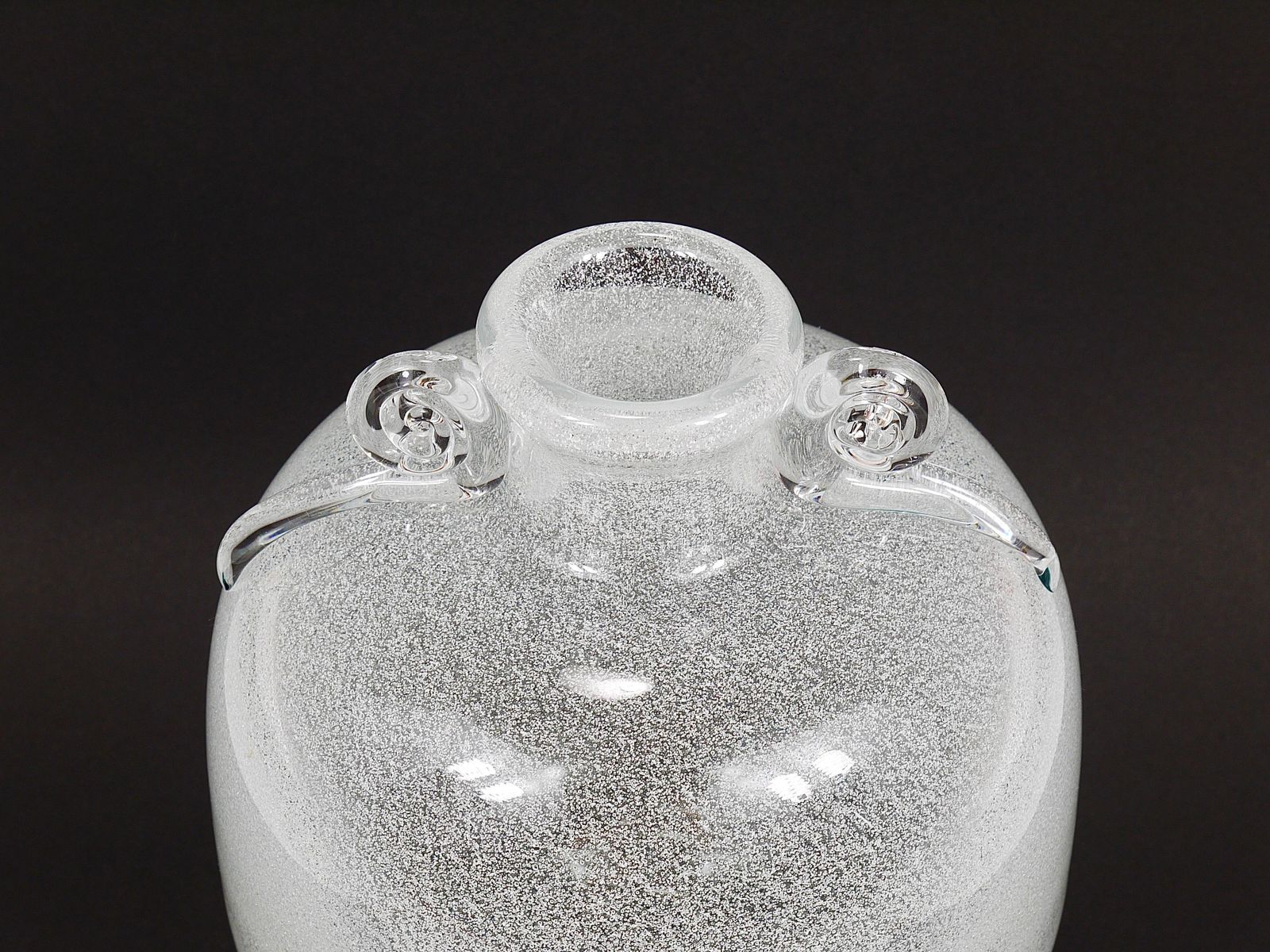 photo buy Seguso Vetri D’arte Pulegoso Bubble Vase With Handles, Murano, Italy 1950s