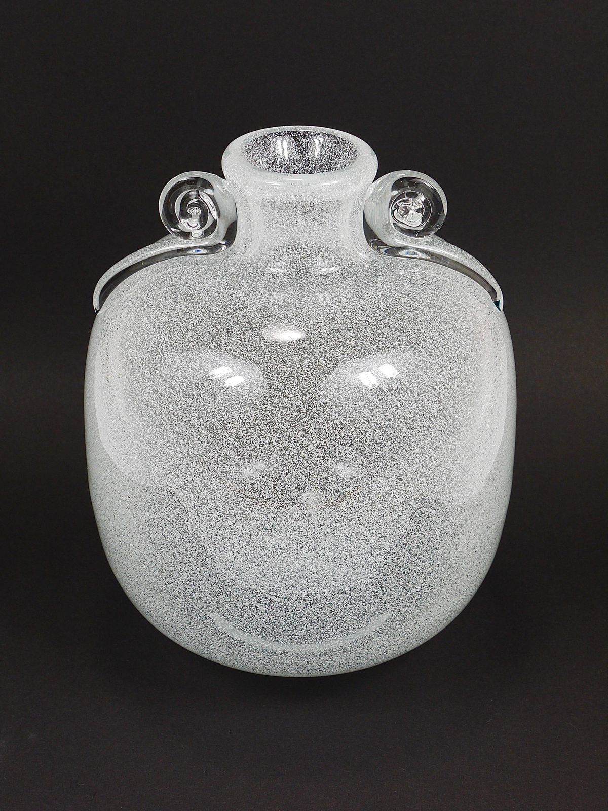 photo vintage Seguso Vetri D’arte Pulegoso Bubble Vase With Handles, Murano, Italy 1950s