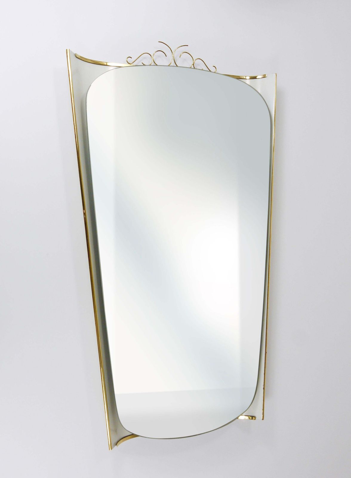 Ernest Igl Illuminated Mid Century Wall Mirror With Brass Crown, By Hillebrand photo furniture