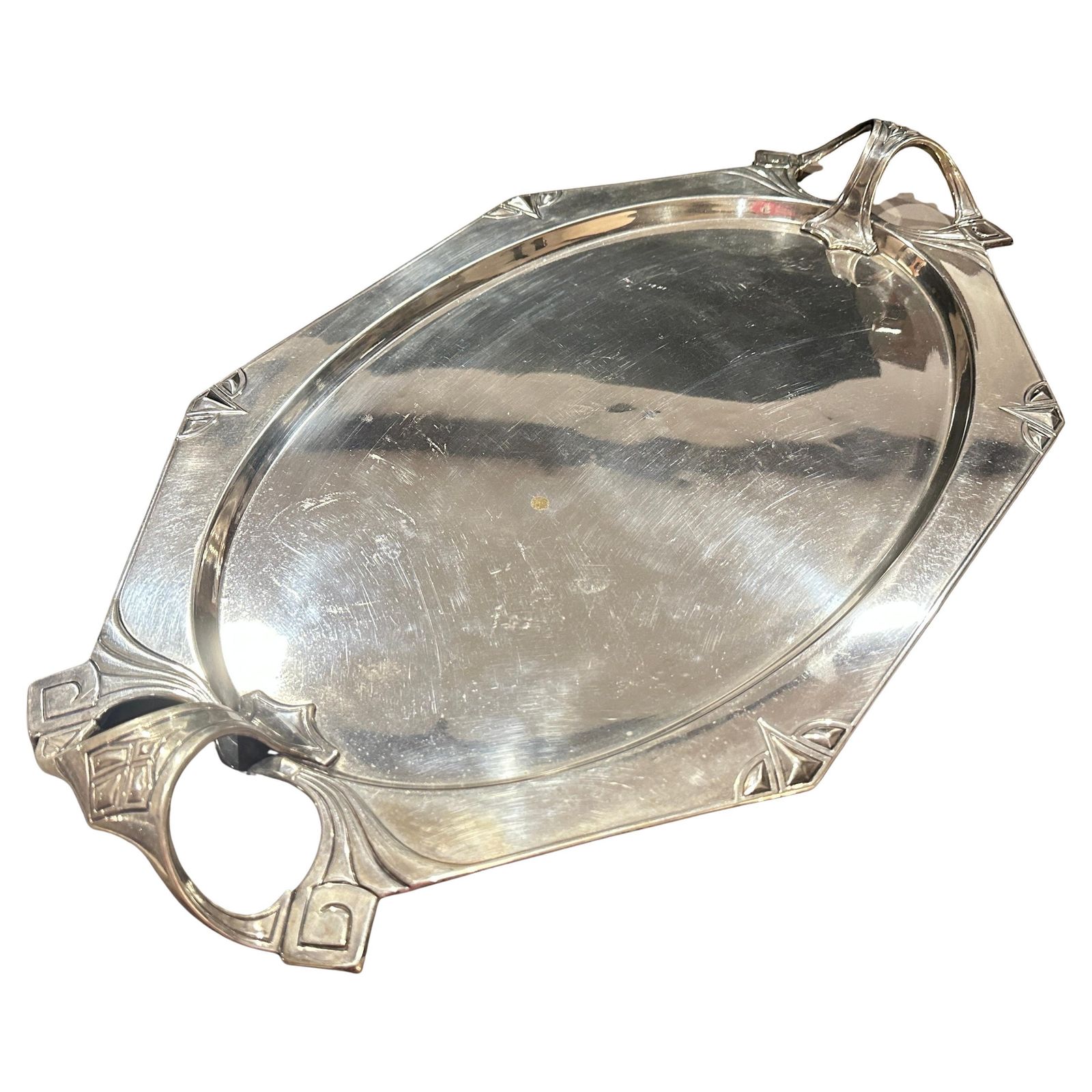 1900 Amazing Judgenstil Silver Plated Tray By Albert Kohler For W.M.F.