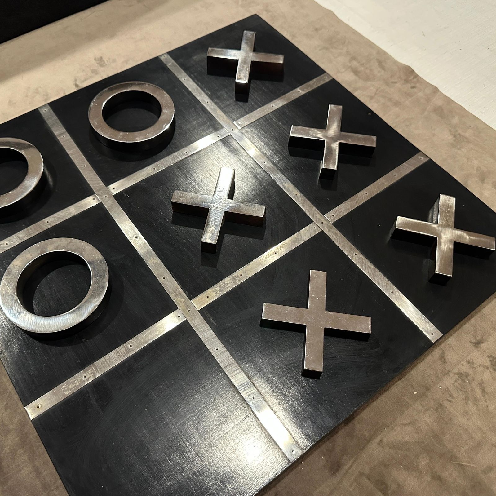 A 1990s Modern Black Painted Wood And Silverplate Italian Huge Table Game photo buy