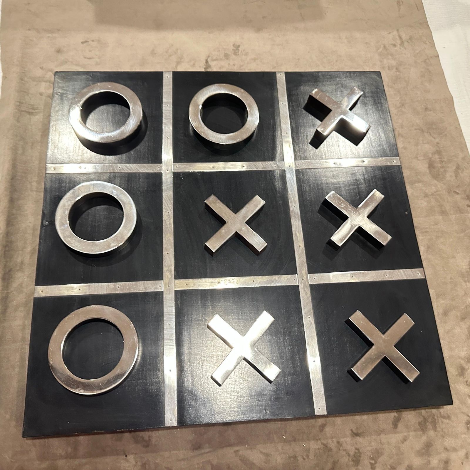 photo for sale A 1990s Modern Black Painted Wood And Silverplate Italian Huge Table Game