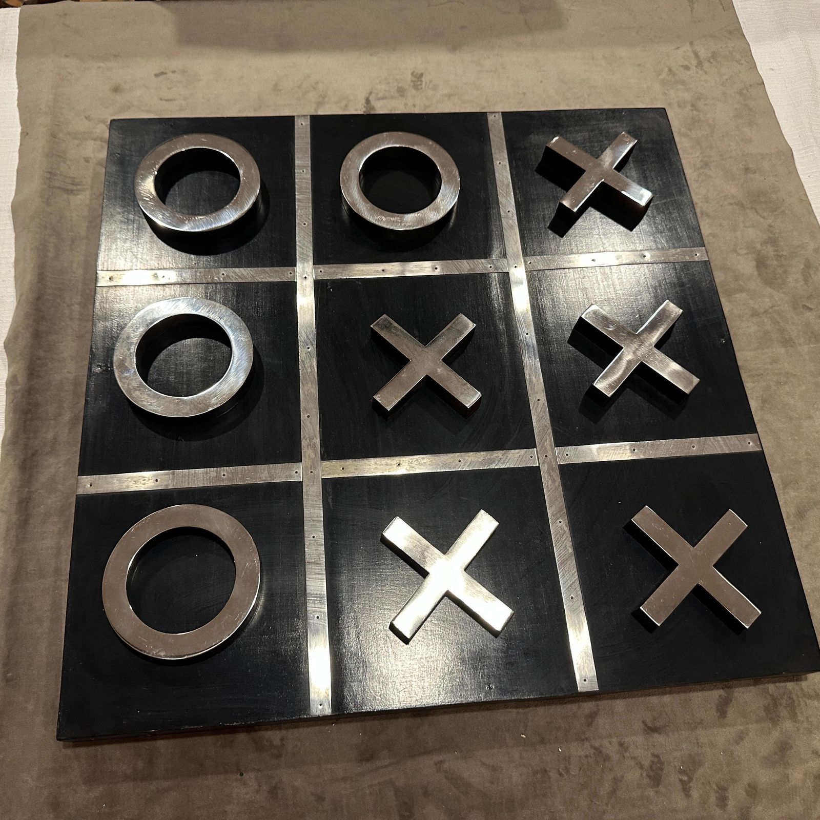 photo buy A 1990s Modern Black Painted Wood And Silverplate Italian Huge Table Game