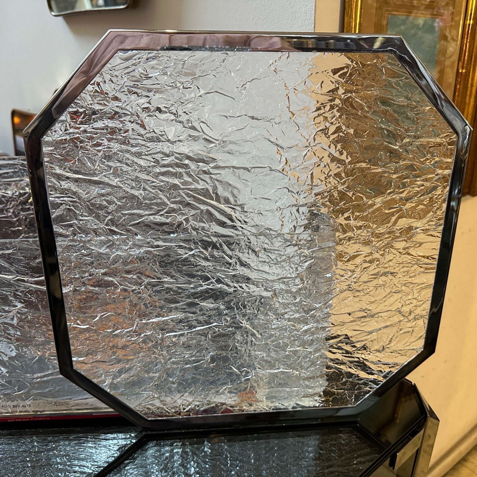 1980s Modernist Ice Lucite And Silver Plated Italian Tray By Ulderico Cavinato photo furniture