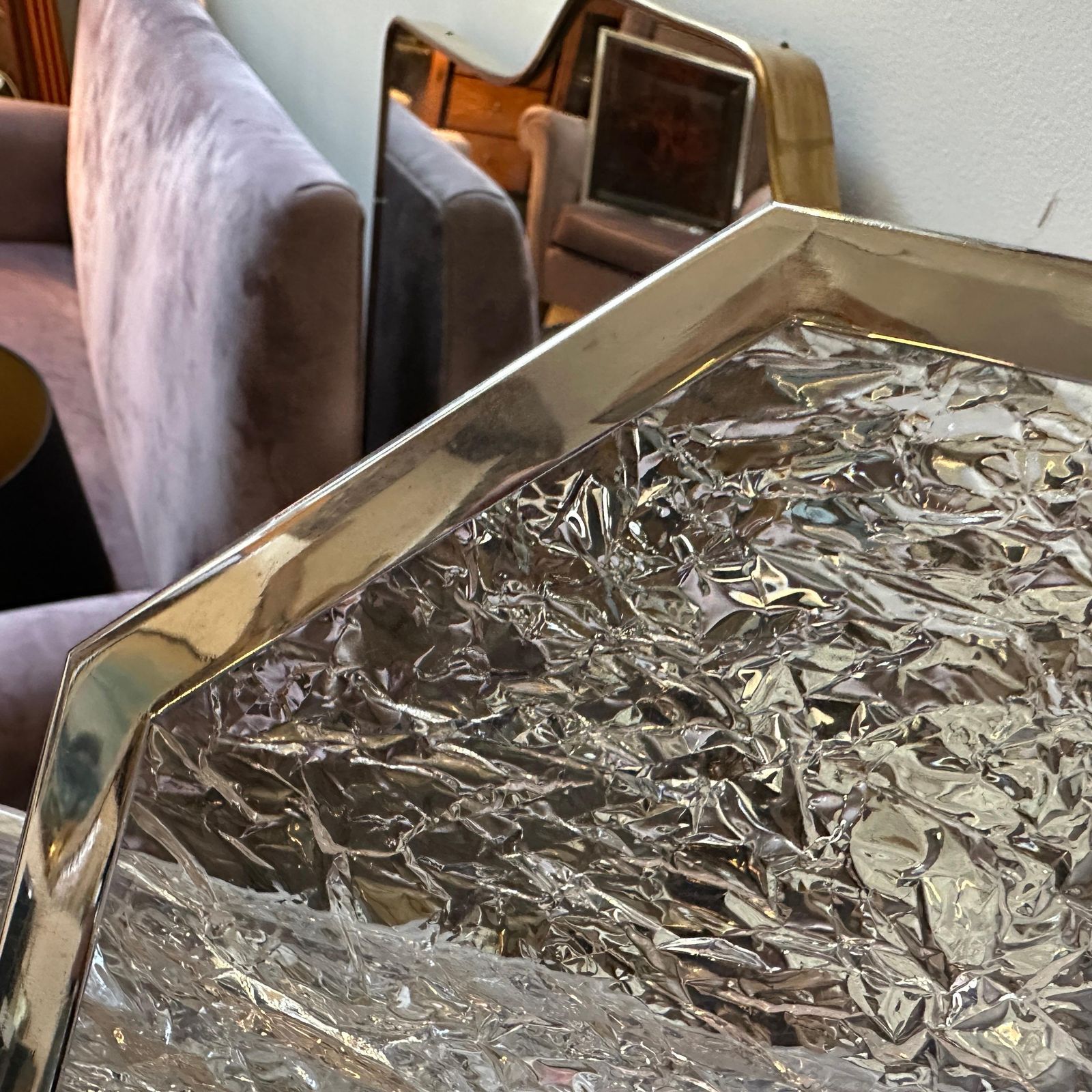 1980s Modernist Ice Lucite And Silver Plated Italian Tray By Ulderico Cavinato photo vintage