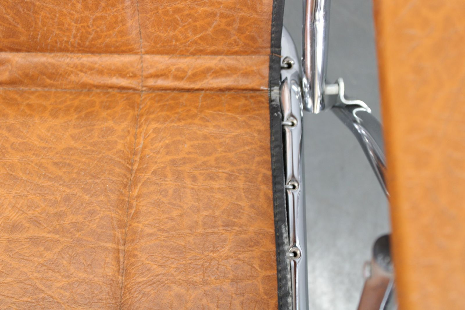 photo for sale 1970s Italian Folding Lounge Chair With Leatherette Upholster