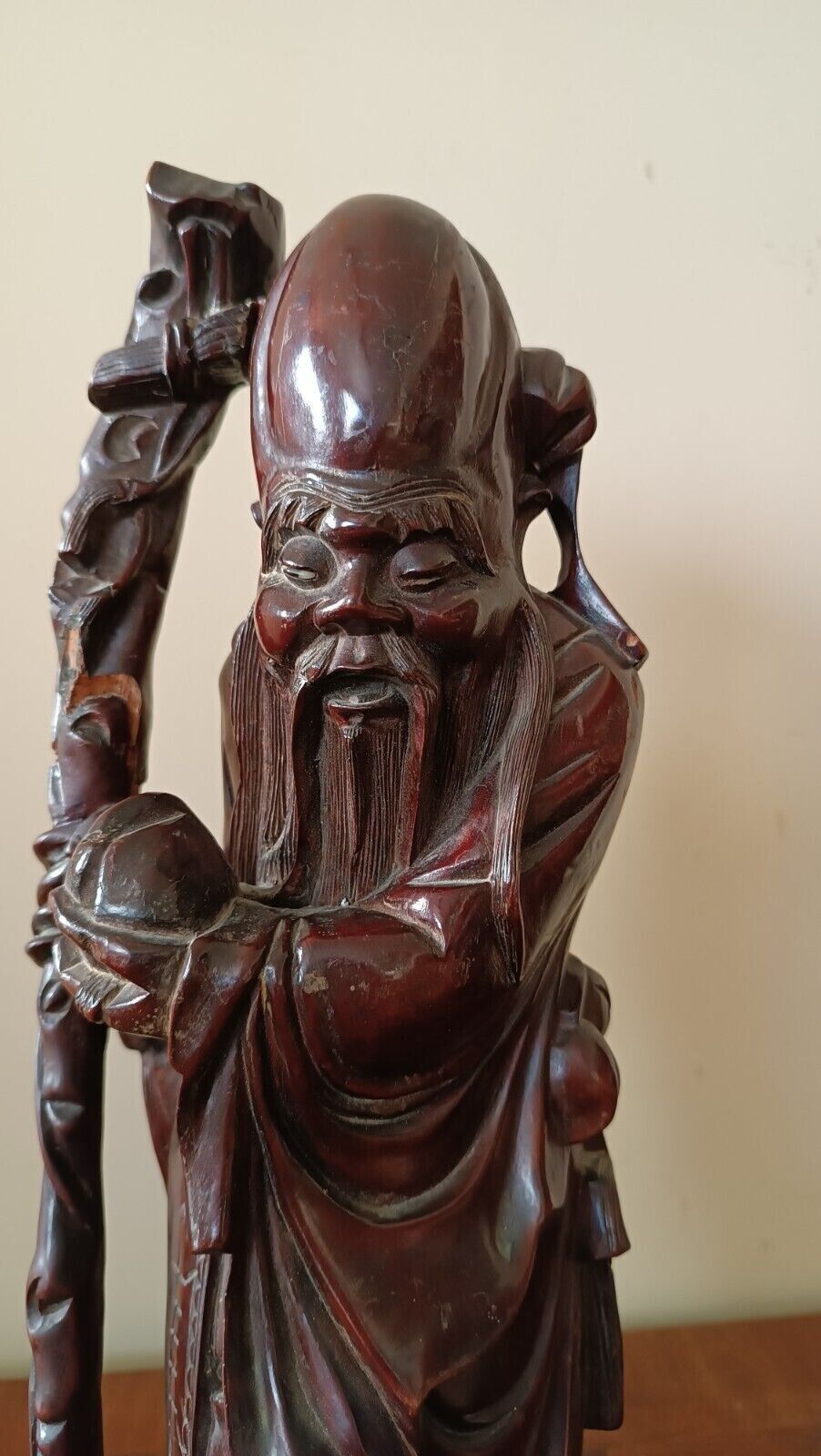 Rosewood Sculpture Late 19th Century China Sage Oriental Art photo for sale