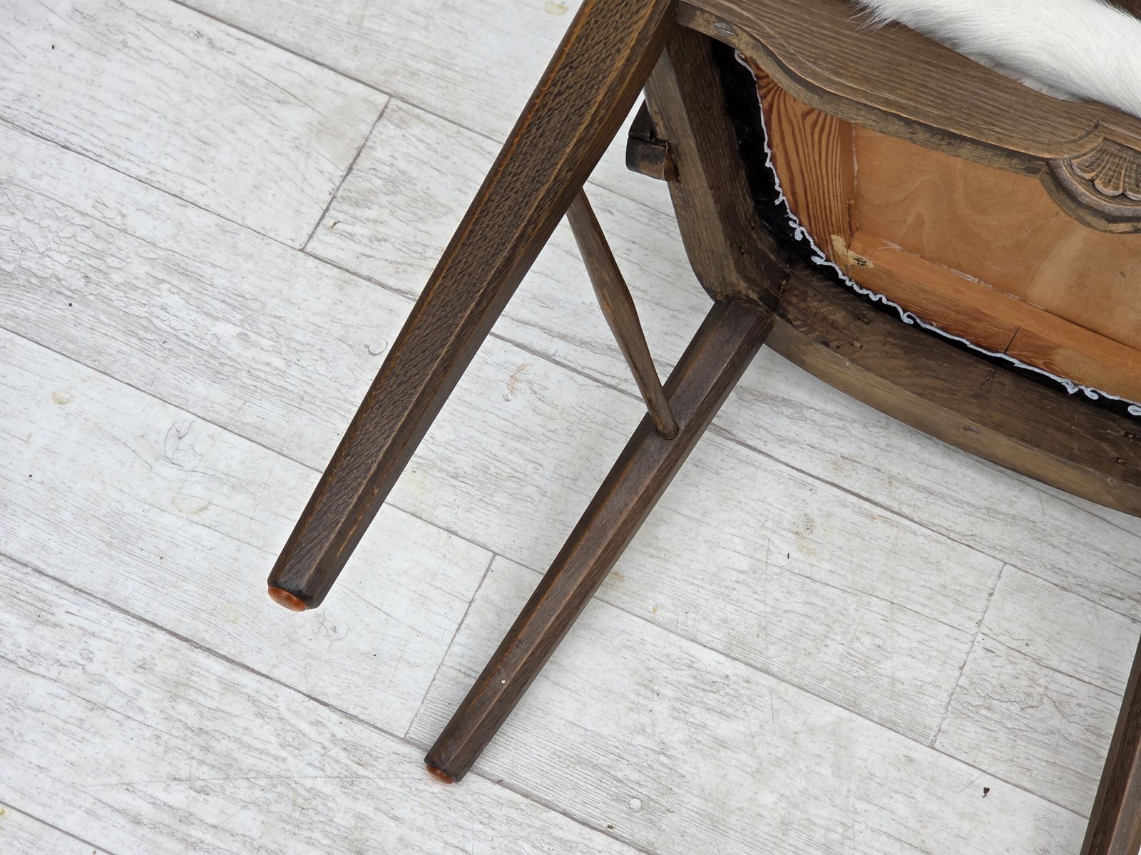Furniture 1960s, Danish High Backed Armchair, Reupholstered, Furniture Cowhide, Oak. photo