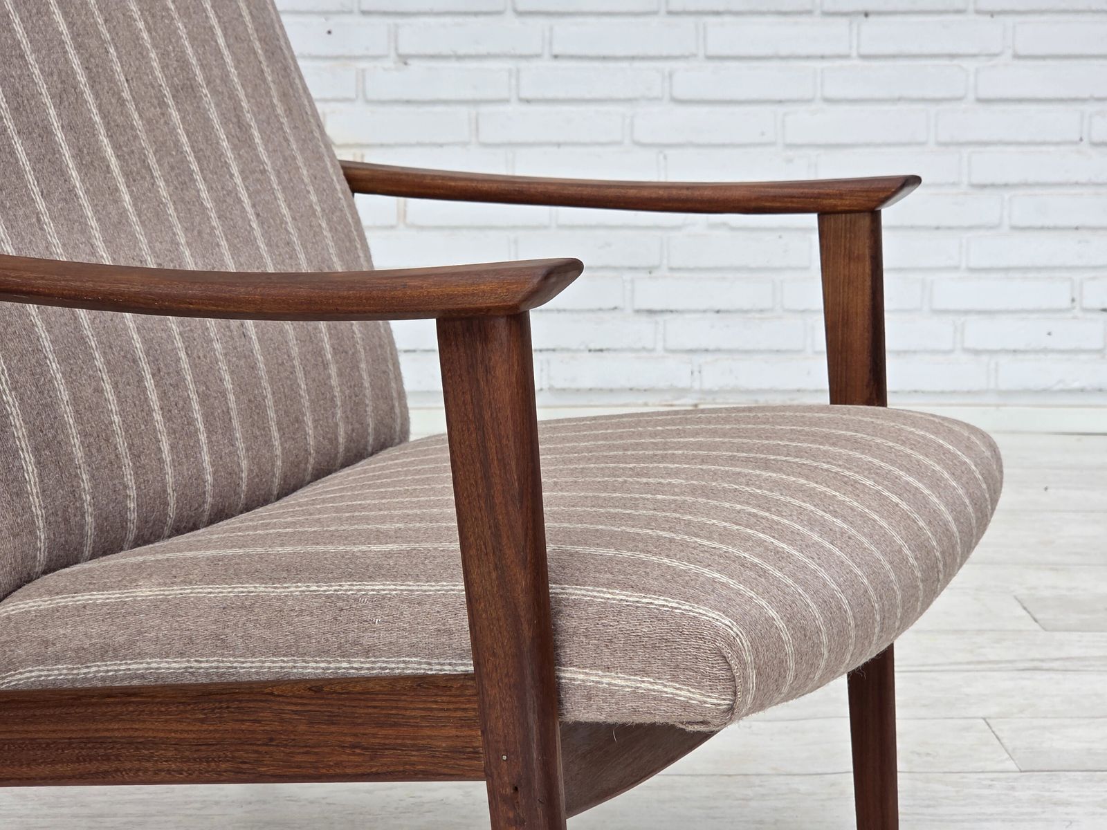 1970s, Danish Highback Armchair, Furniture Wool, Teak Wood, Original Condition. photo 920.0