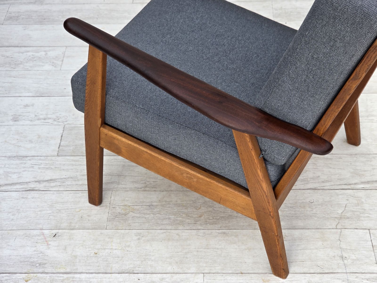 1970s, Pair Of Danish Armchairs, Reupholstered, Furniture Wool, Teak And Oak Wood. photo buy