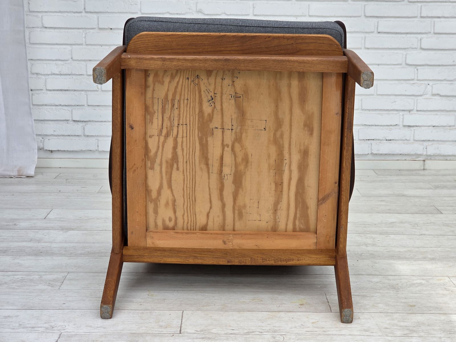 1970s, Pair Of Danish Armchairs, Reupholstered, Furniture Wool, Teak And Oak Wood. photo vintage