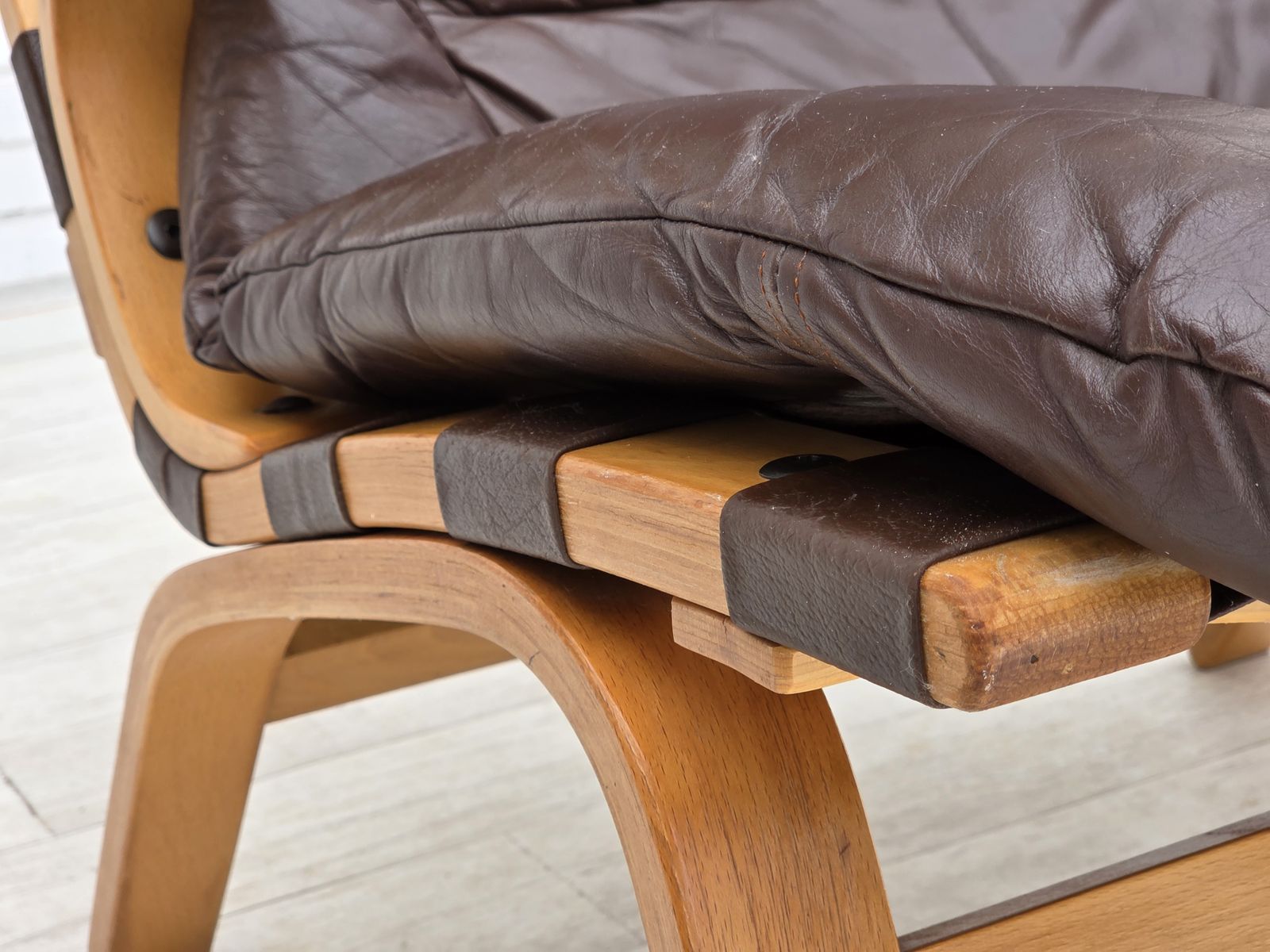 Furniture 1970s, Danish Design By Farstrup, Set Of 2 Armchairs, Furniture Leather, Bent Wood. photo