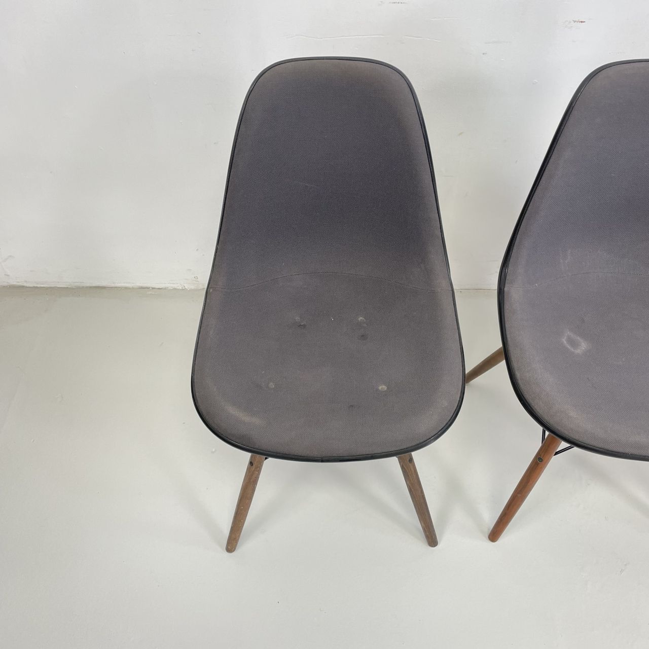 Eames Vitra Dsw Upholstered Side Chairs With Original Grey Covers photo furniture