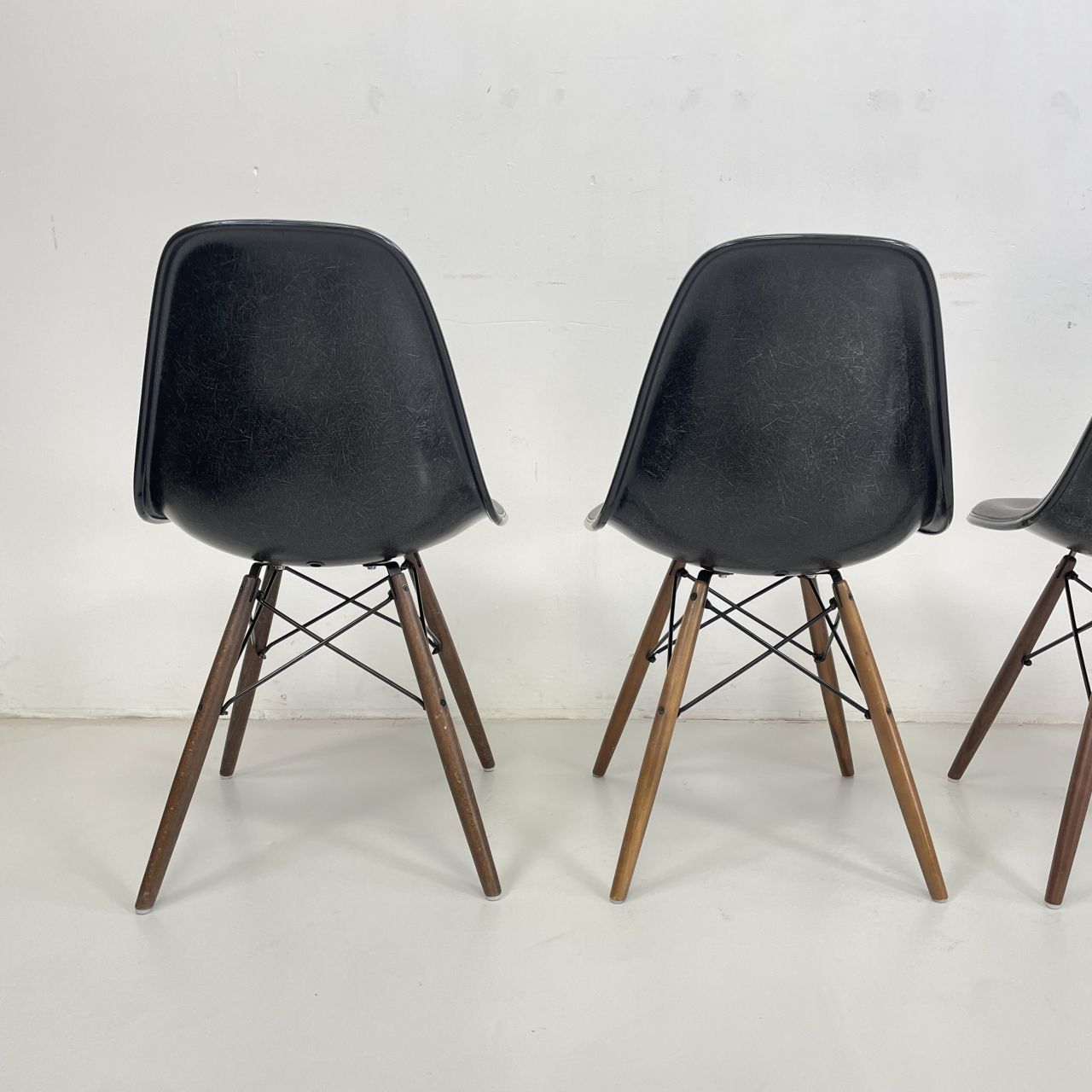 Eames Vitra Dsw Upholstered Side Chairs With Original Grey Covers photo vintage