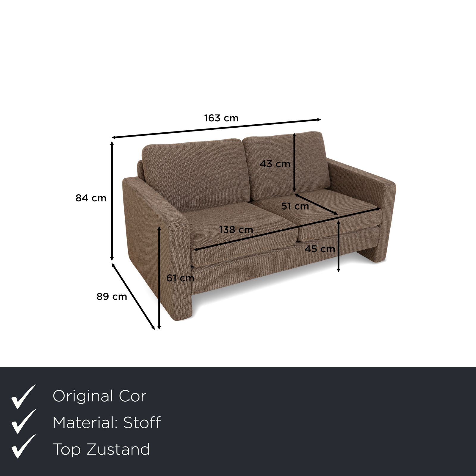 Canapé 2 places Cor Conseta en tissu beige brun photo furniture