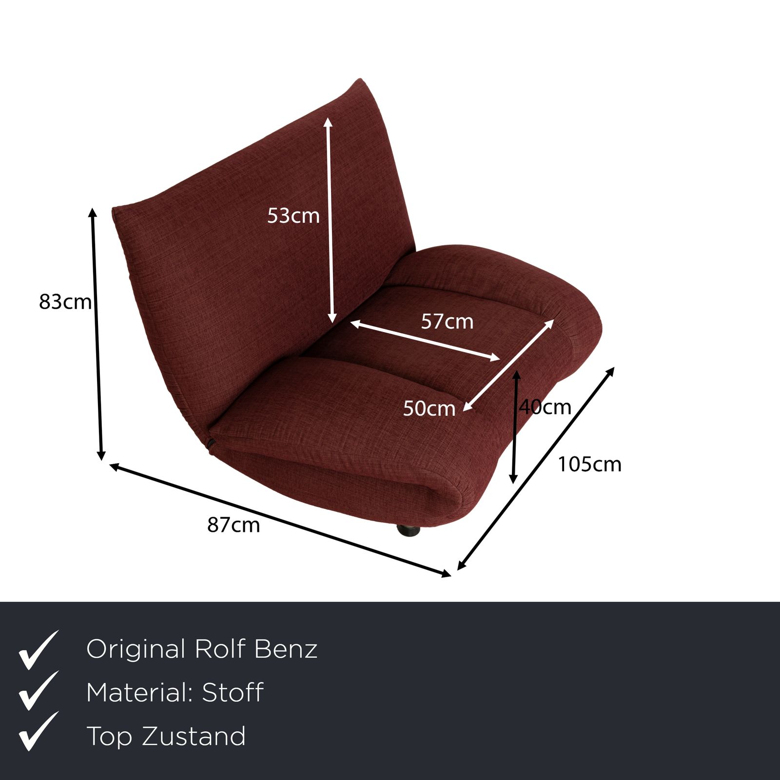 Rolf Benz Fabric Armchair Wine Red photo furniture