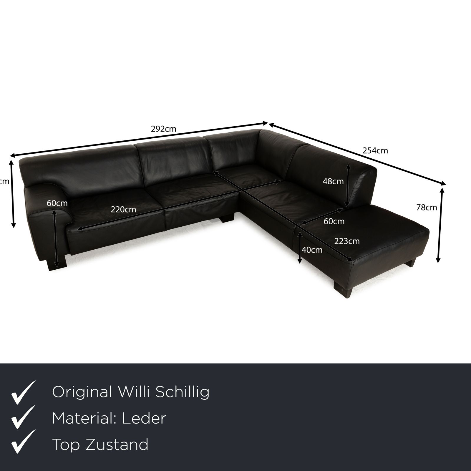 Canapé d'angle en cuir Willi Schillig Alessiio noir photo furniture