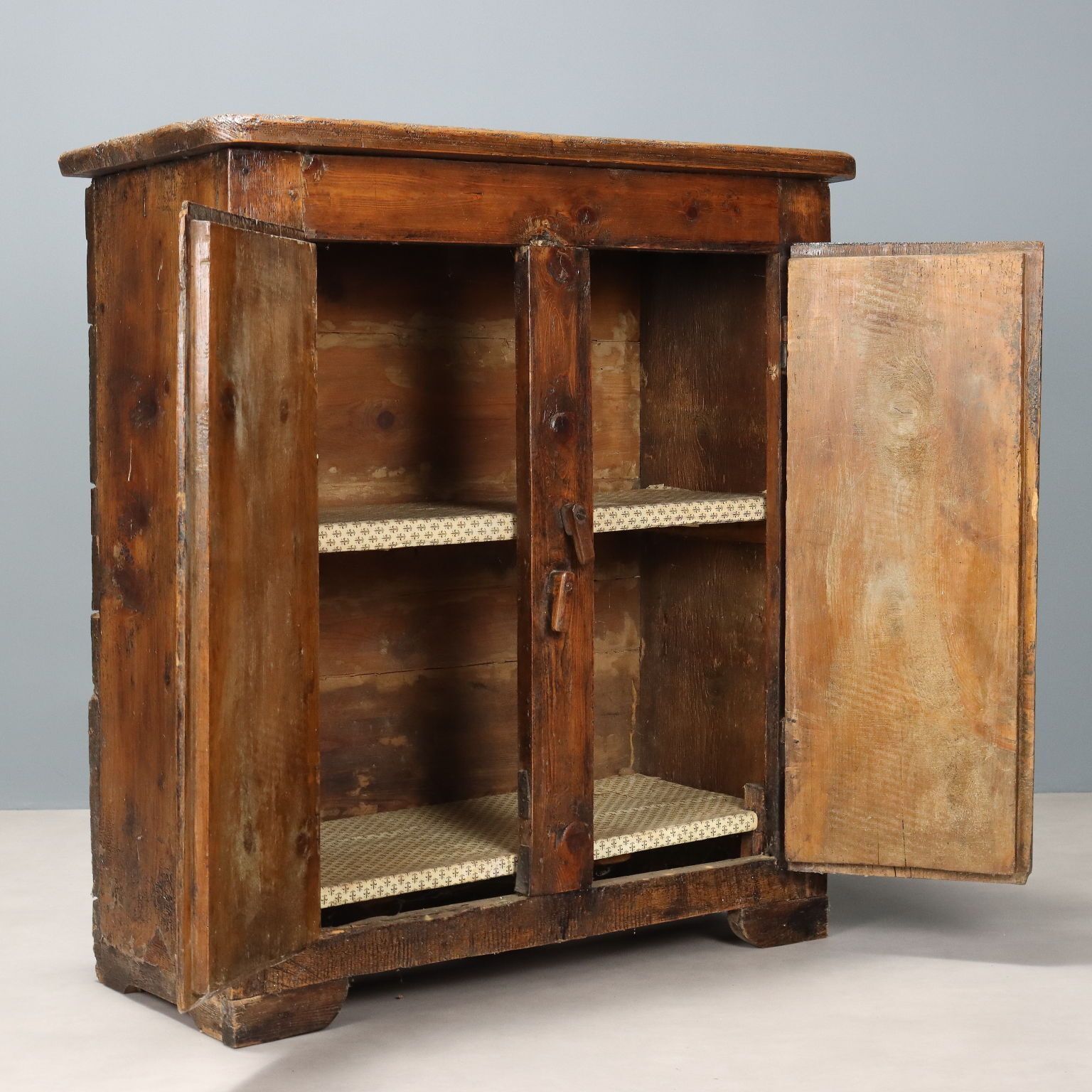Antique Cabinet Walnut Painted Fir Restorations Italy XVII Century photo for sale