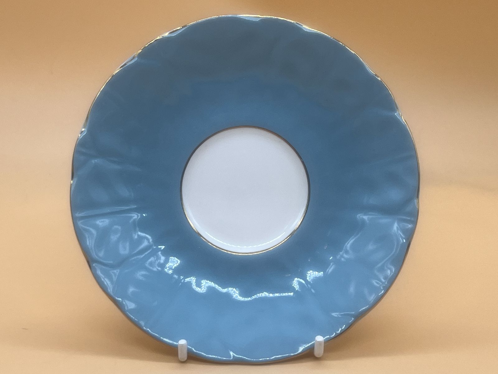 Aynsley China Crocus Shape Wild Tudor Turquoise Cabinet Tea Cup & Saucer Duo. photo furniture