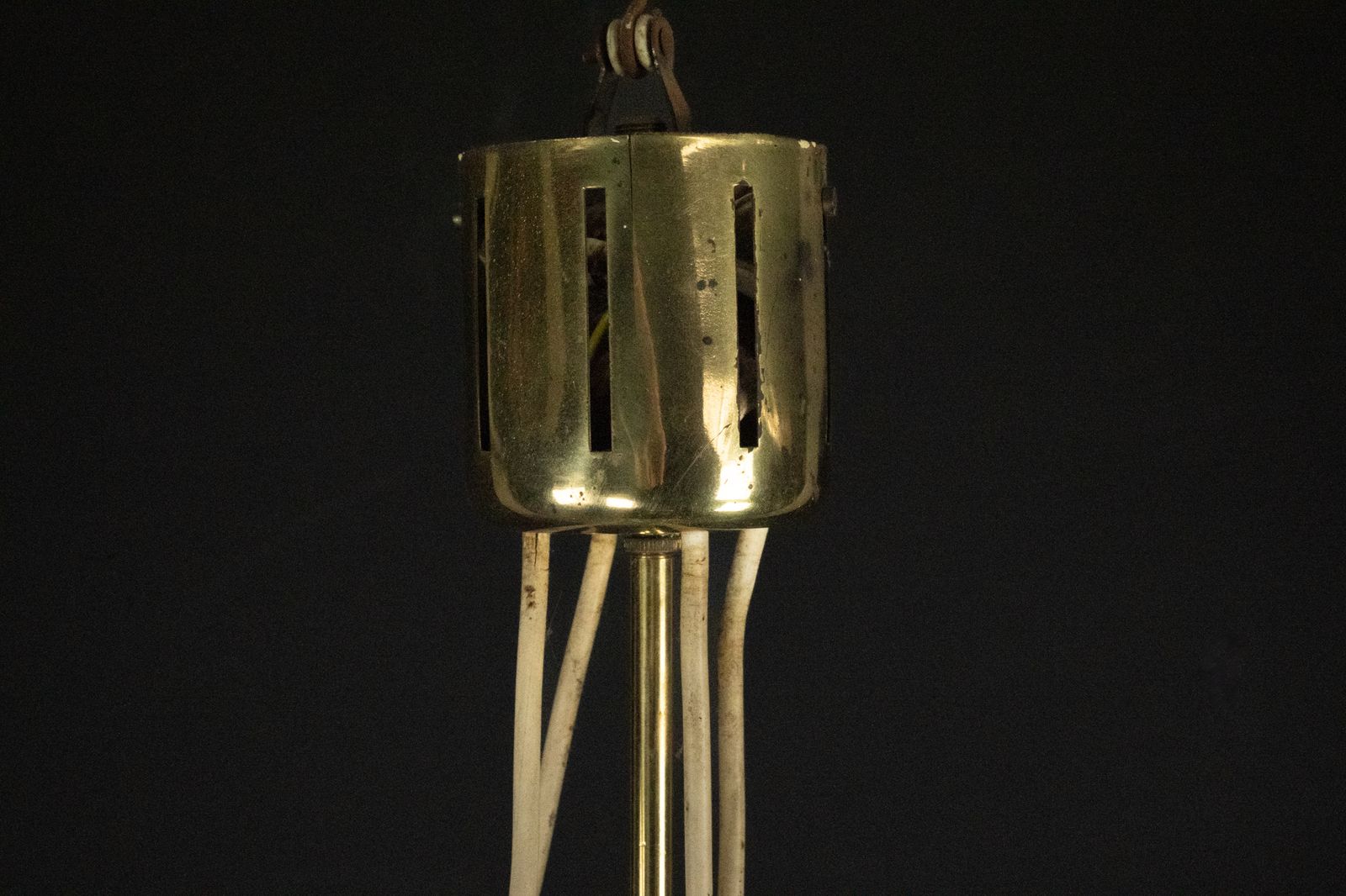 Mid Century Modern Brass & Glass Chandelier In Stilnovo Style, Italy 1950s photo buy