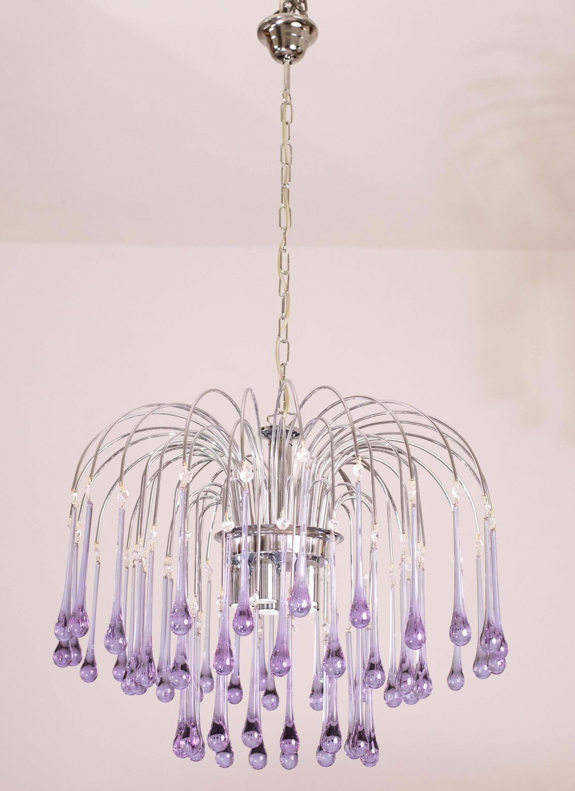 The Purple Crown, Large Size Murano Chandelier Purple And Crystal Drops, 1970s photo furniture