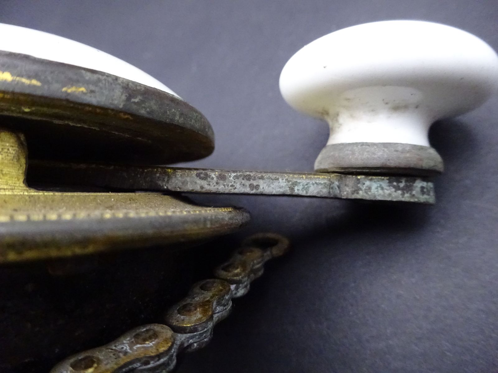 photo for sale Original Antique Brass And Ceramic Servant/Butler Lever (Bl4)